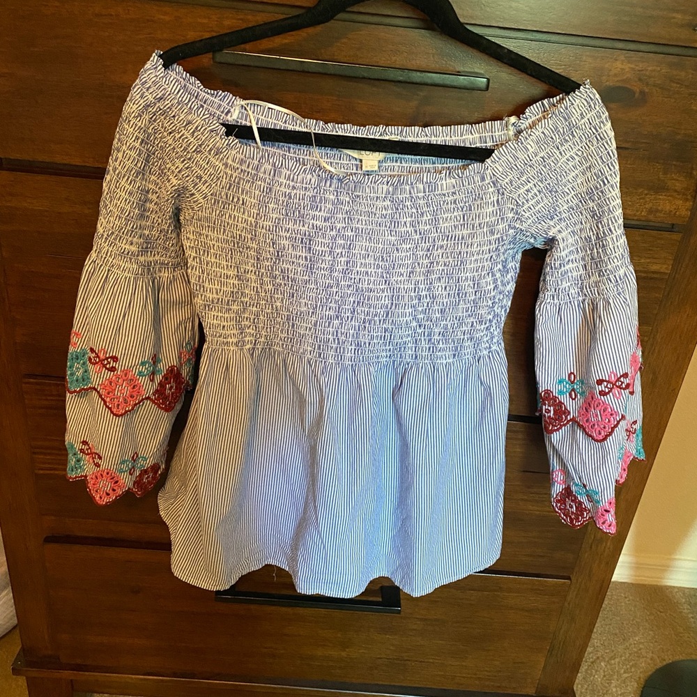 Loft smocked top